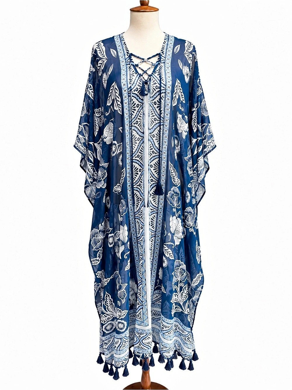 Show Me Your Mumu Floral Blue & White Cover Up Size Small